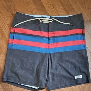 Fair Harbor Men's Swim Shorts with Red and Blue Stripes